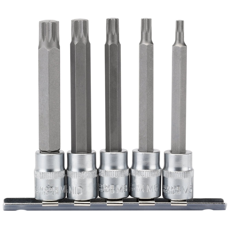 Draper Spline Socket Bit Set, 3/8" Sq. Dr. (5 Piece) - D-SPLINE/5/100