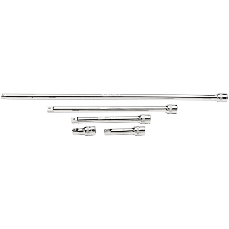 Draper Extension Bar Set, 3/8" Sq. Dr., Polished Chrome (5 Piece) - D-EXT/B/5