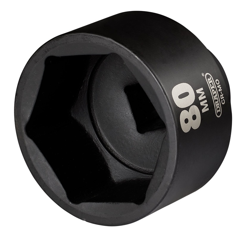 Draper Hi-Torq Impact Socket, 1" Square Drive, 80mm - 08505 - 6-Point Cr-Mo Steel - 425-MM