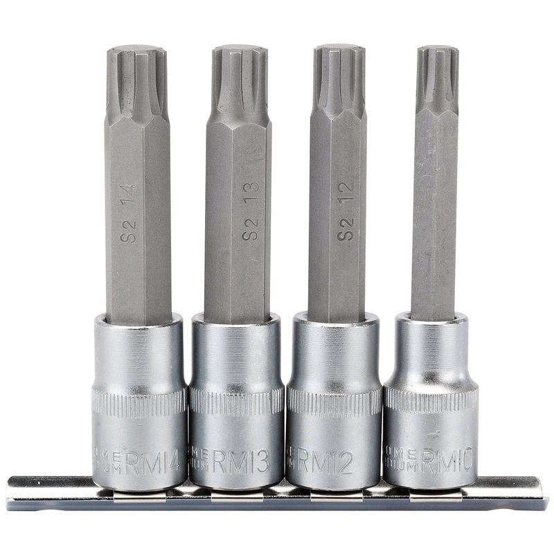 Draper Ribe Socket Bit Set, 1/2" Sq. Dr. (4 Piece) - H-RIBE/4/100