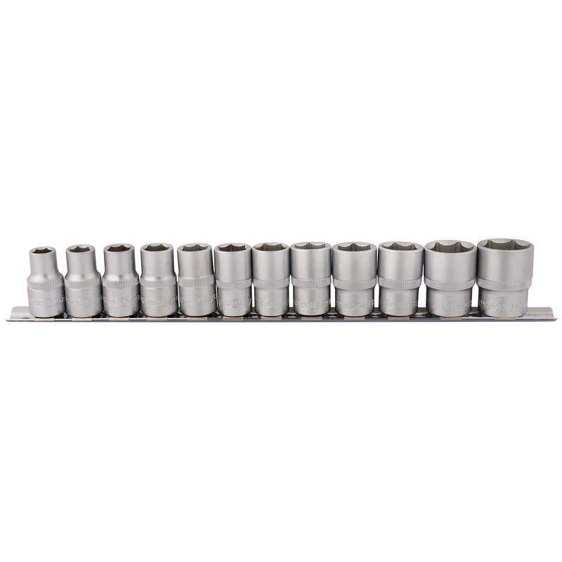 Draper Socket Set On Metal Rail, 1/2" Sq. Dr. (12 Piece) - HD12MM