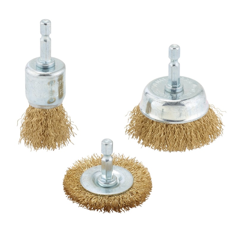Draper Brassed Steel Crimped Wire Brush Set (3 Piece) - WBSET3