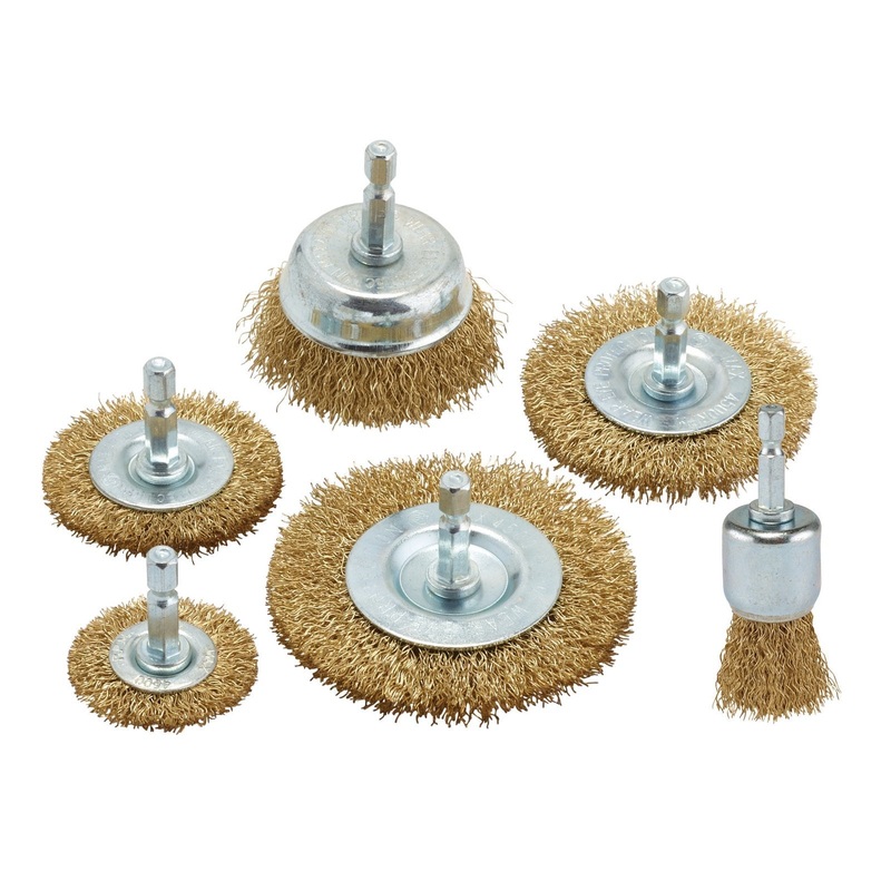 Draper Brassed Steel Crimped Wire Brush Set (6 Piece) - WBSET6