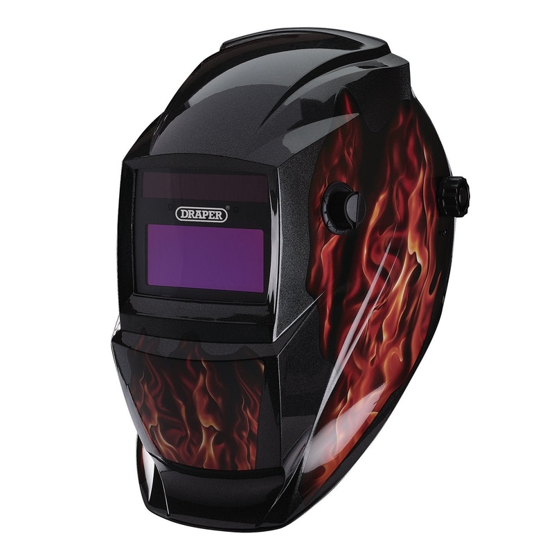 Draper Auto-Darkening Welding Helmet, Red Flames - WHVS-RF
