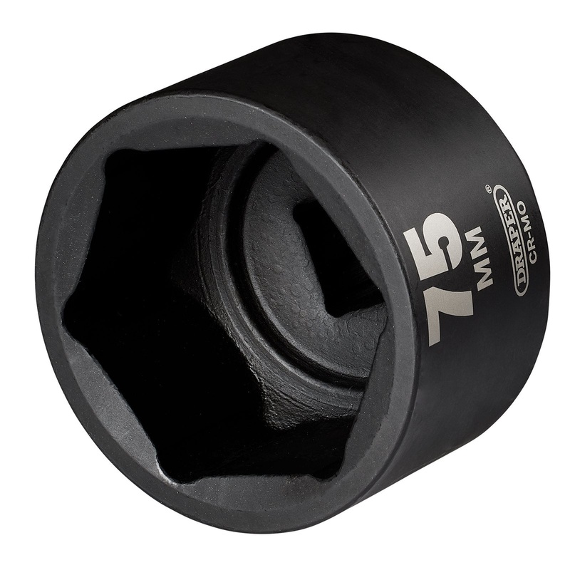 Draper Hi-Torq Impact Socket, 1" Square Drive, 75mm - 08504 - 6-Point Cr-Mo Steel - 425-MM