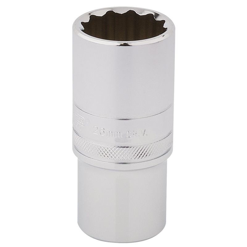 Draper Hi-Torq 12 Point Deep Socket, 1/2" Sq. Dr., 26mm - HT-MM/B