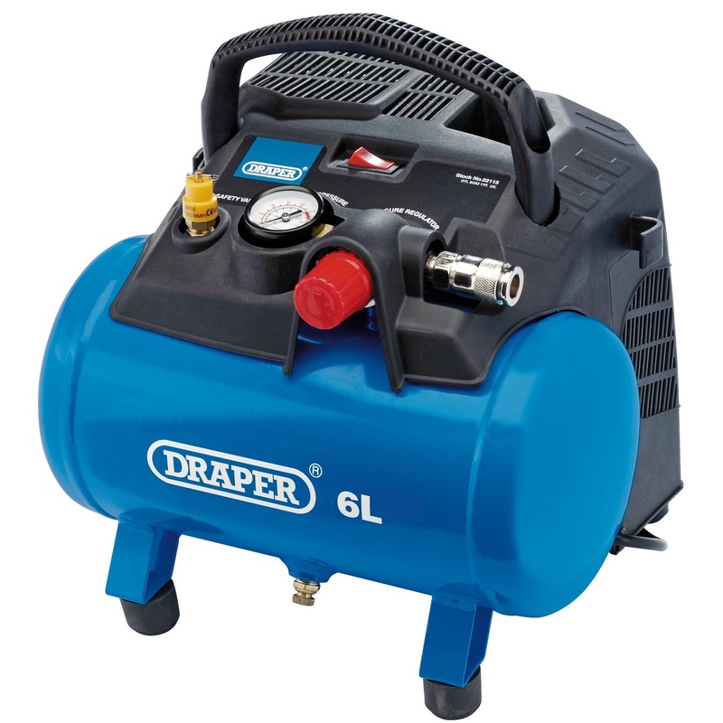 Draper 6L Oil-Free Air Compressor, 1.2Kw/1.5Hp - DA6/180