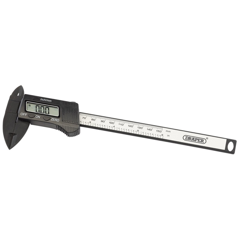 Draper Carbon Fibre Digital Caliper Gauge, 150mm Or 6" - CFCG6