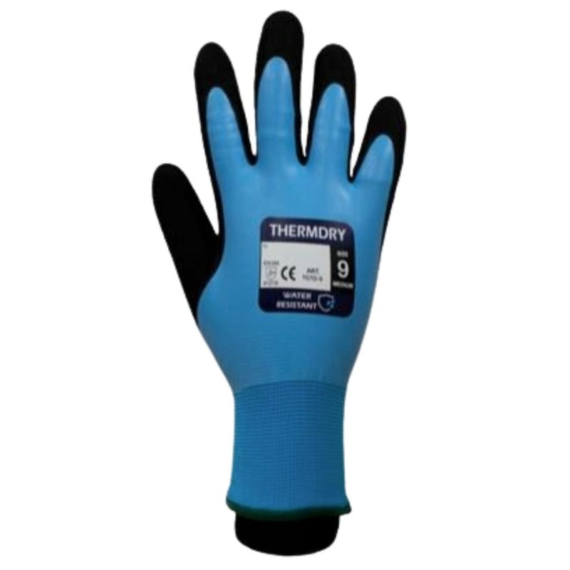 TufGrip ThermDry Glove  Water-Resistant & Thermal Work Gloves | Black/Ice Blue