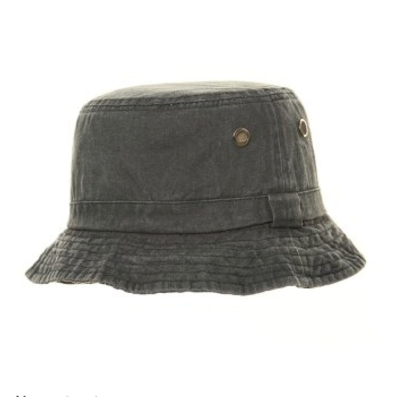 Washed Denim Bush Hat with Eyelets  100% Cotton & Breathable