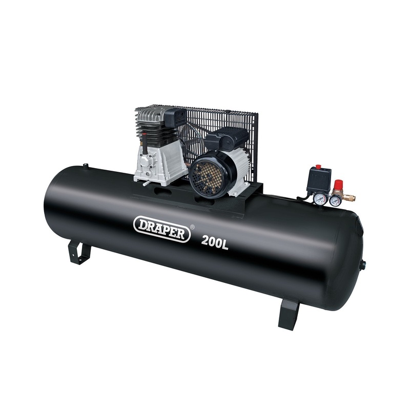Draper 200L Belt-Driven Air Compressor Without Wheels, 2.2Kw/3Hp - DA200/369S