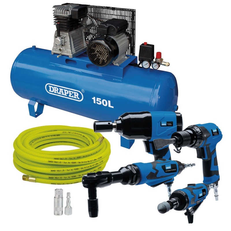 Draper Compressor & Air Tool Kit, 150L - PTKATL150L