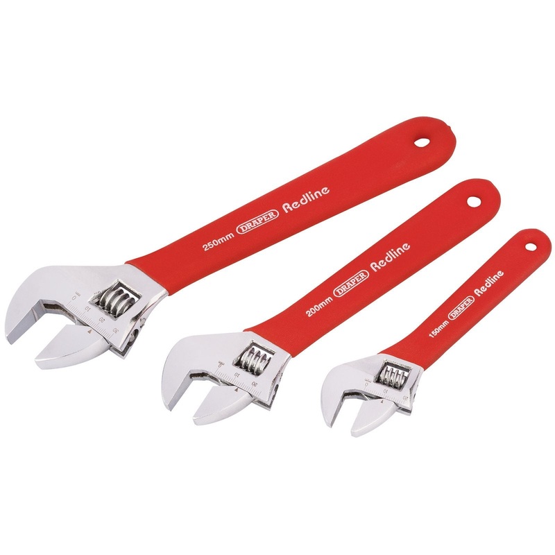 Draper Redline Soft Grip Adjustable Wrench Set (3 Piece) - RL-AWSG/3/B