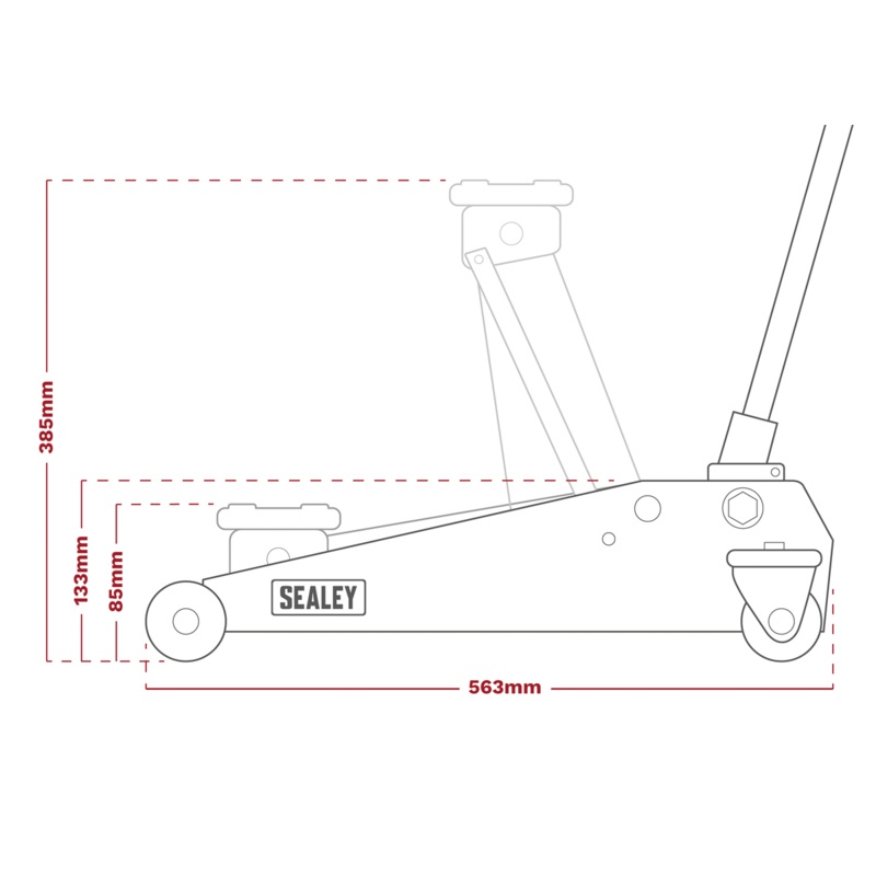 Trolley Jack 2 Tonne Low Entry Short Chassis & Accessories Bag Combo - Red - 1020LEBAGCOMBO