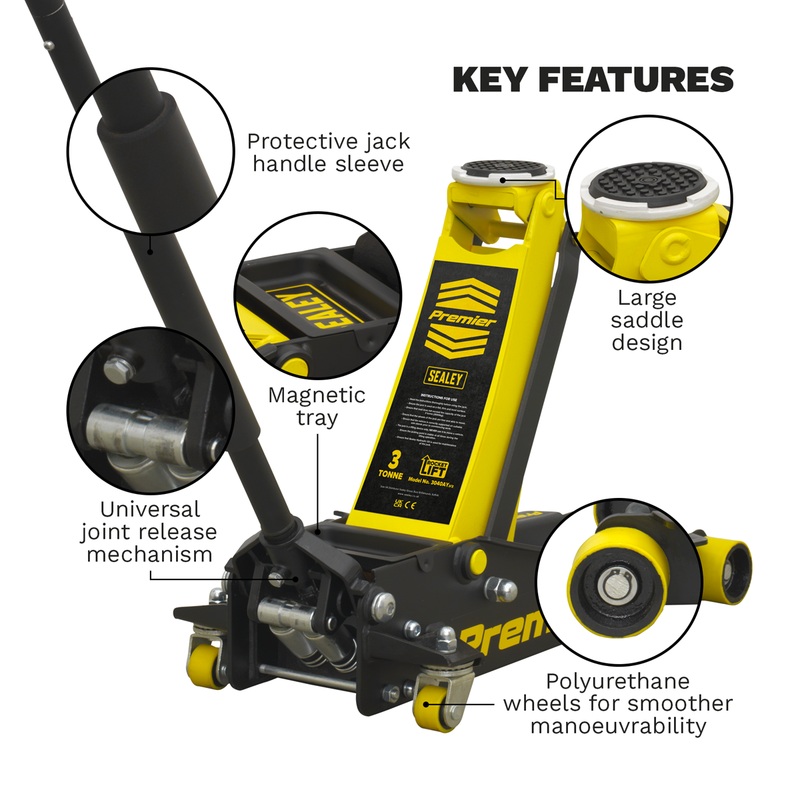 Trolley Jack 3 Tonne Rocket Lift Yellow - 3040AY