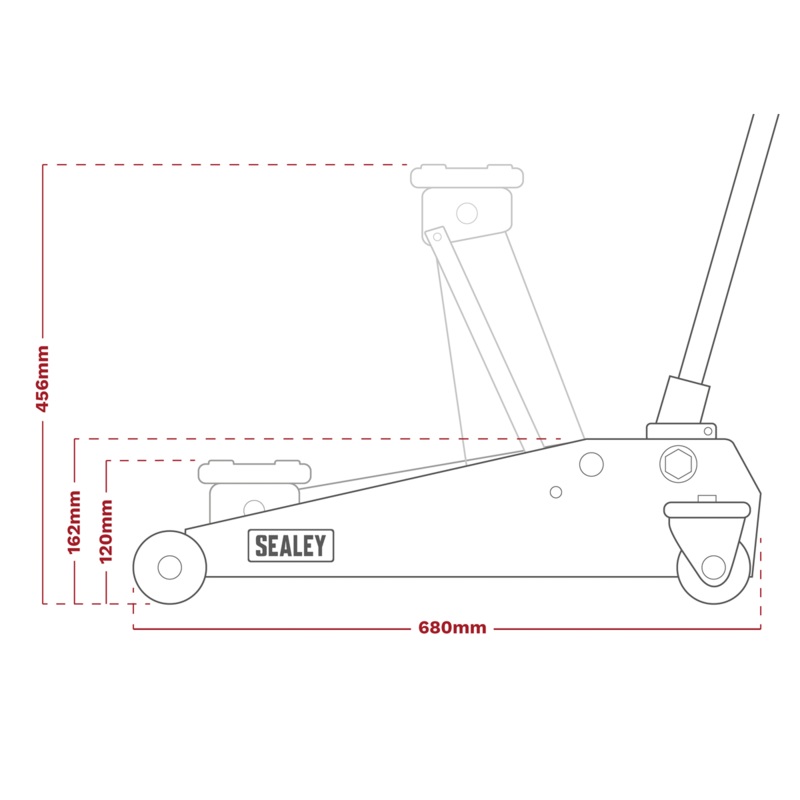 Trolley Jack 3 Tonne with Super Rocket Lift & Axle Stands (Pair) 3 Tonne Capacity per Stand-Hi-Vis - 3015CXHV