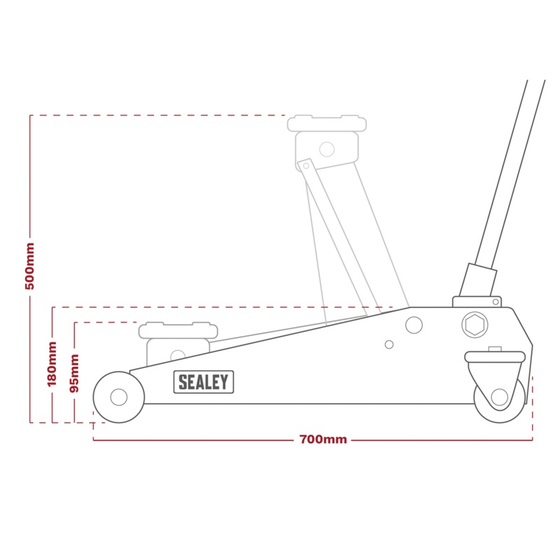 Viking 3 Tonne Low Profile Professional Trolley Jack with Rocket Lift - 3100TB