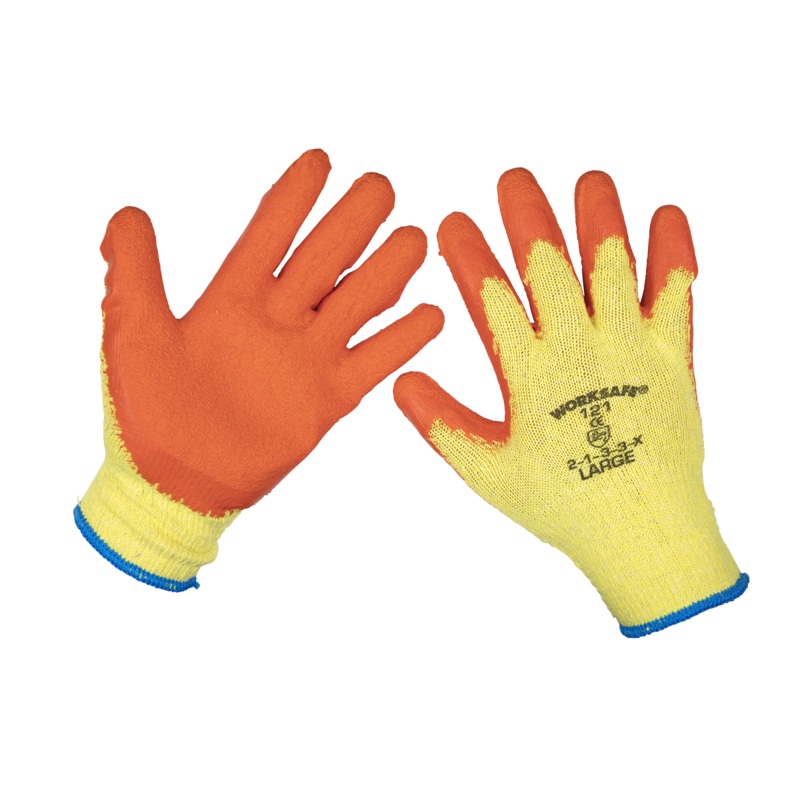 Super Grip Knitted Gloves Latex Palm (Large) - Pack of 120 Pairs - 9121L/B120