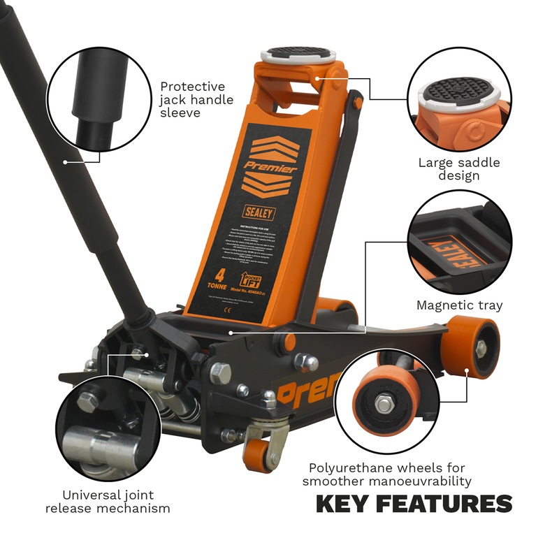Trolley Jack 4 Tonne Rocket Lift Orange - 4040AO
