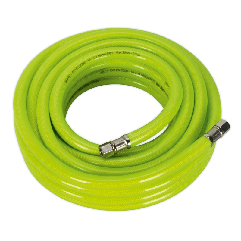 Air Hose High-Visibility 10m x 10mm with 1/4"BSP Unions - AHFC1038