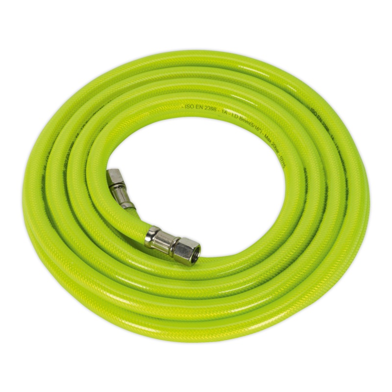 Air Hose High-Visibility 5m x 8mm with 1/4"BSP Unions - AHFC5