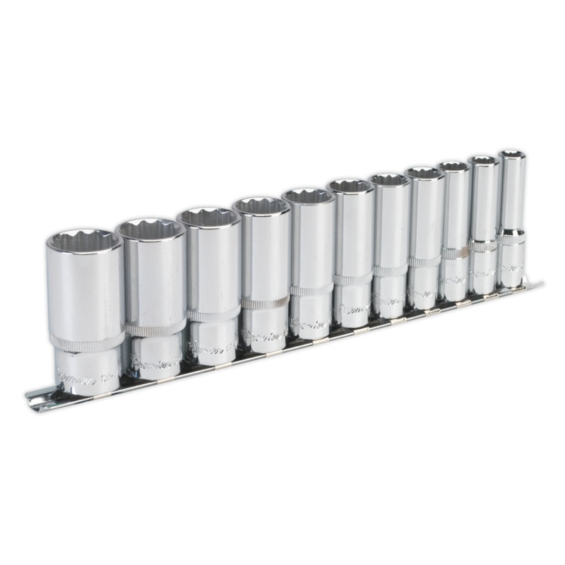 Socket Set 11pc 3/8"Sq Drive 12pt Deep WallDrive Imperial - AK2673