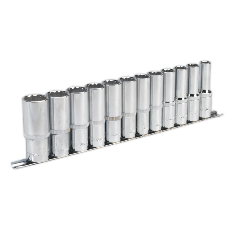 Socket Set 12pc 1/2"Sq Drive 12pt Deep WallDrive Metric - AK2685