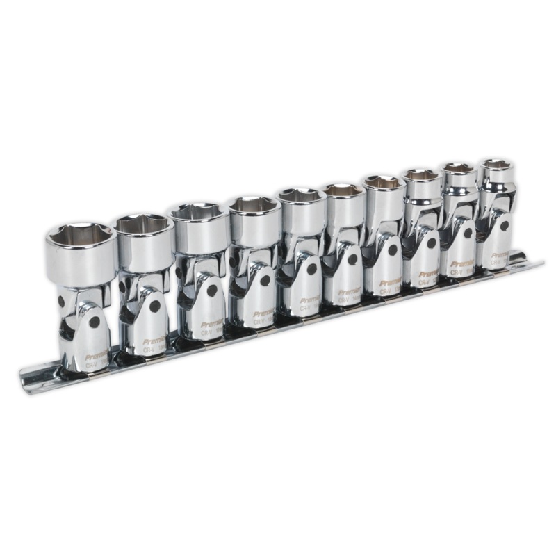 Universal Joint Socket Set 10pc 3/8"Sq Drive 6pt WallDrive Metric - AK2710