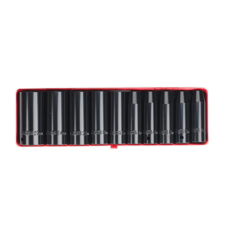 Impact Socket Set 10pc 1/2"Sq Drive Deep Metric - AK58/11M