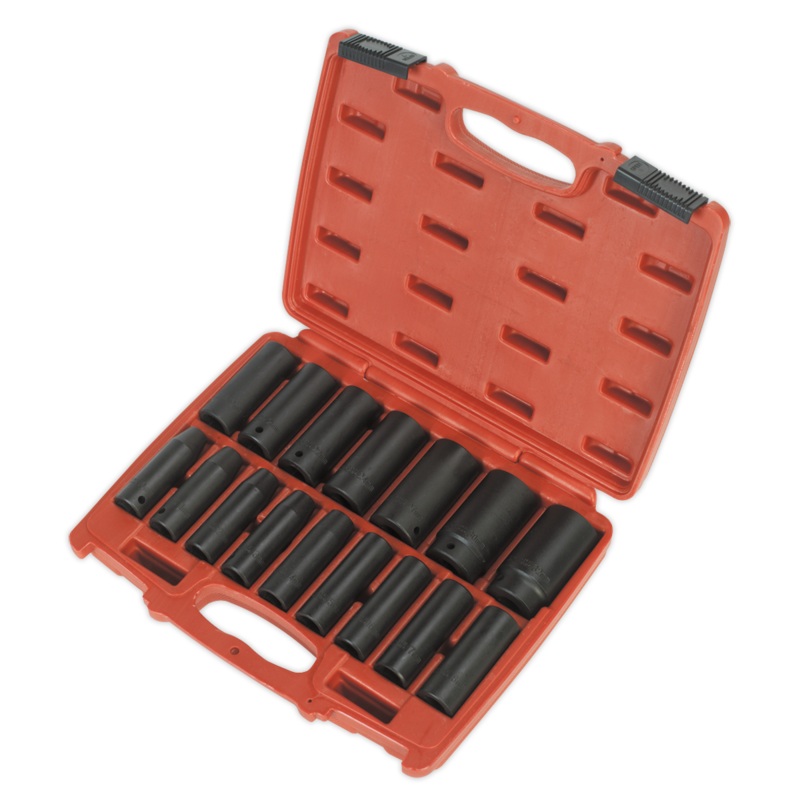 Impact Socket Set 16pc 1/2"Sq Drive Deep Metric - AK5816M