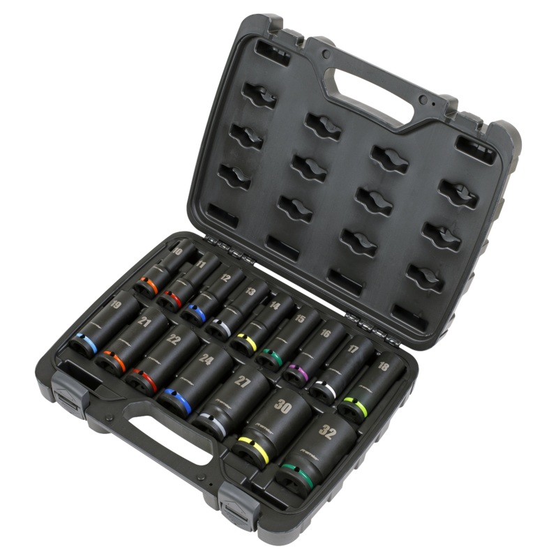 Impact Socket Set 16pc 1/2"Sq Drive Deep Metric - AK5818M