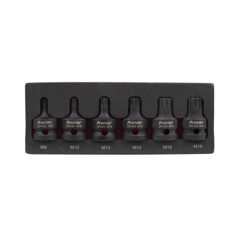 Impact Spline Socket Bit Set 6pc 1/2"Sq Drive - AK5608