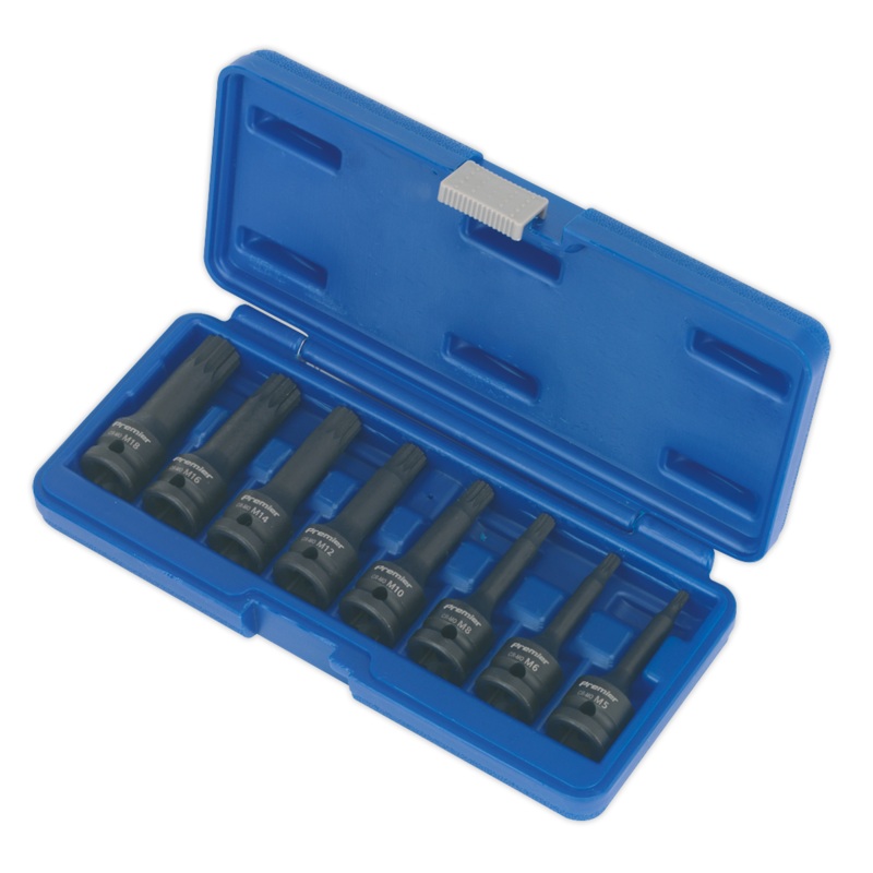 Impact Spline Socket Bit Set 8pc 1/2"Sq Drive - AK5604