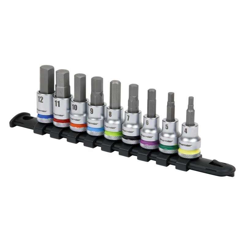 Hex Socket Bit Set 9pc 3/8"Sq Drive  - Platinum - AK6250