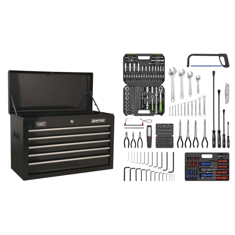 Topchest 5 Drawer with Ball-Bearing Slides - Black & 272pc Tool Kit - AP225BCOMBO