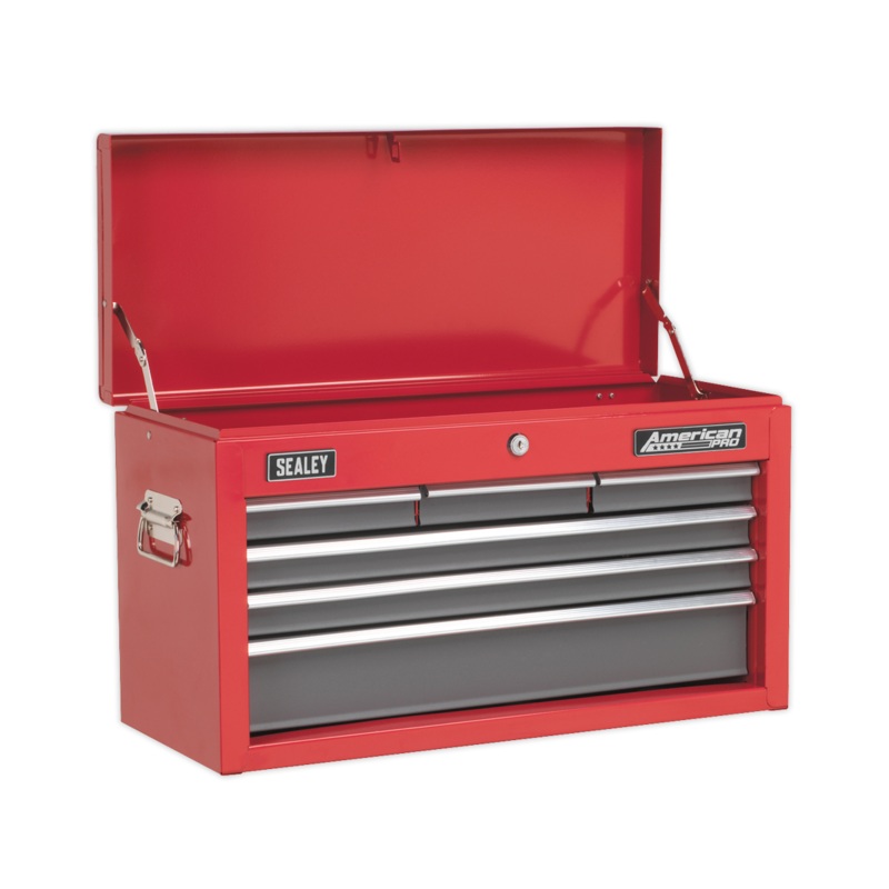 Topchest 6 Drawer with Ball-Bearing Slides - Red/Grey - AP2201BB