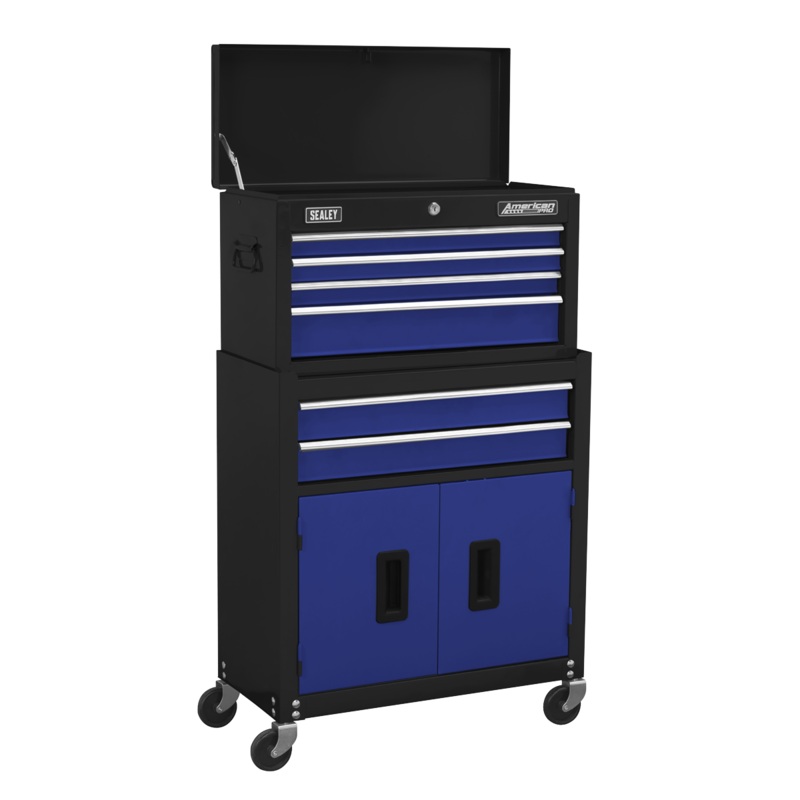Topchest & Rollcab Combination 6 Drawer with Ball-Bearing Slides - Blue - AP22B
