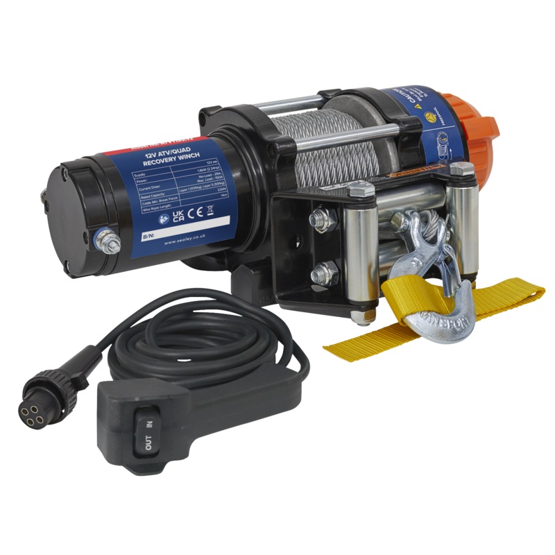 ATV/Quad Recovery Winch 1135kg (2500lb) Line Pull 12V - ATV1135