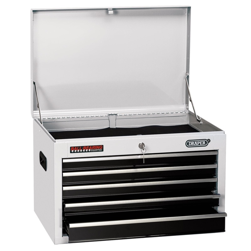 Draper Tool Chest, 5 Drawer, 26", White - TC5D/W