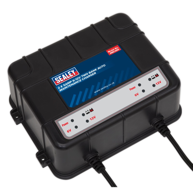 Two Bank 6/12V 10A (2 x 5A) Auto Maintenance Charger - MBC250