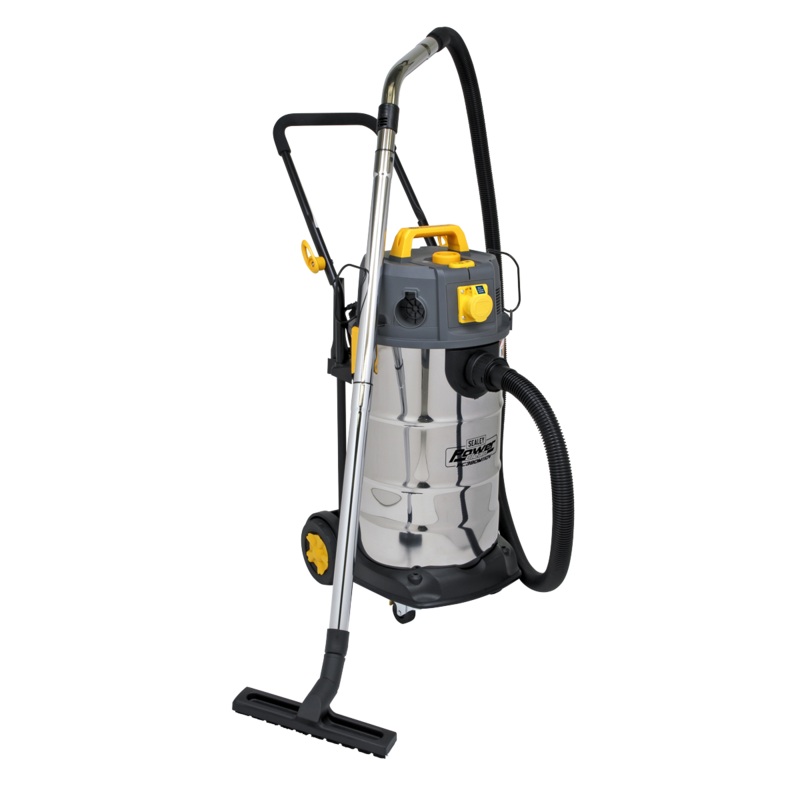 Vacuum Cleaner Industrial Dust-Free Wet/Dry 38L 1100W/110V Stainless Steel Drum M Class Filtration - PC380M110V