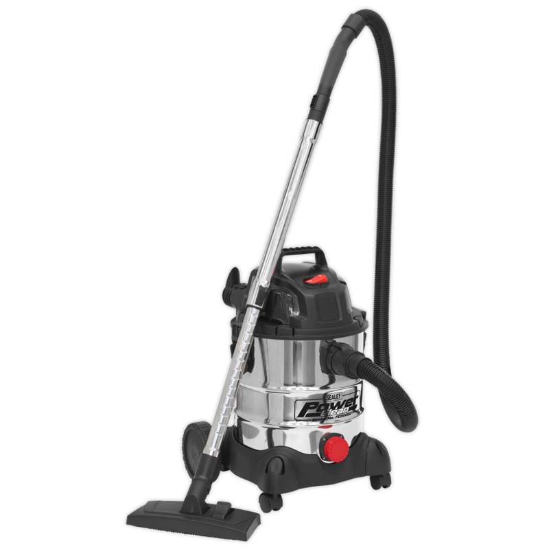 Vacuum Cleaner Industrial Wet & Dry 20L 1250W/230V Stainless Drum - PC200SD