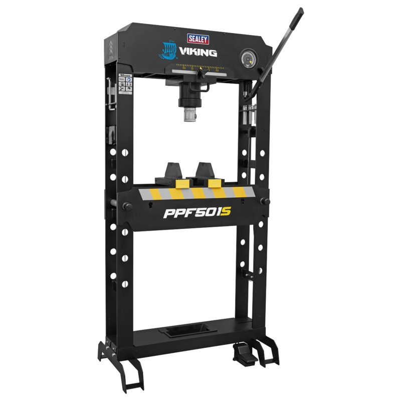 Viking Air/Hydraulic Press 50 Tonne Floor Type with Sliding Ram and Foot Pedal - PPF501S