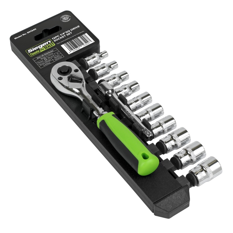 Socket Set 12pc 1/4"Sq Drive WallDrive Metric - S01240