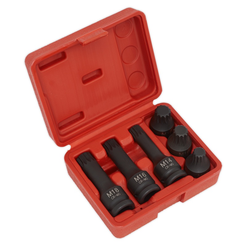 Impact Spline Socket Bit Set 6pc 1/2"Sq Drive - SX052