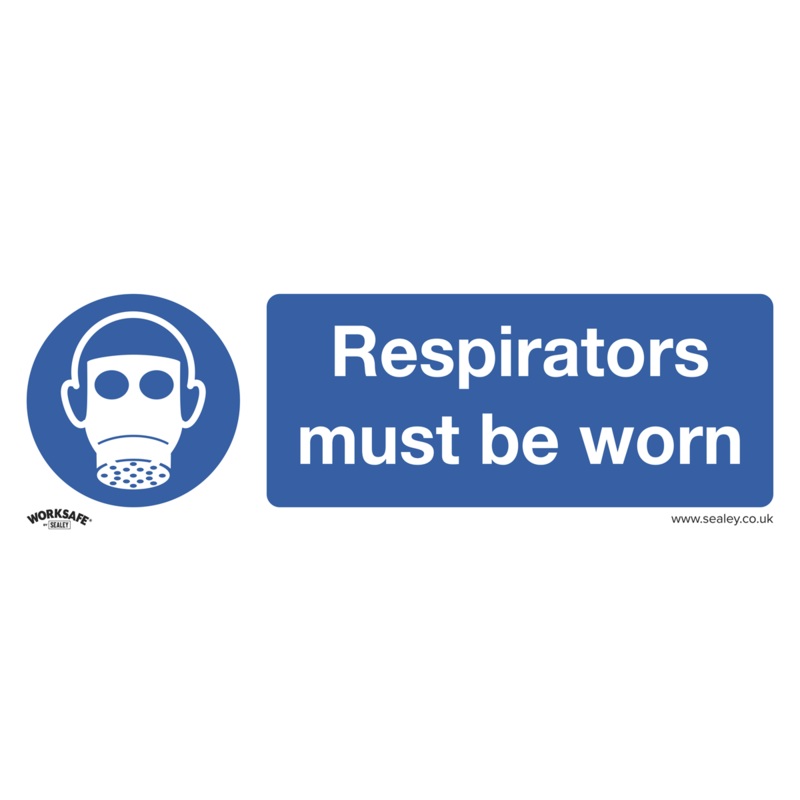 Mandatory Safety Sign - Respirators Must Be Worn - Self-Adhesive Vinyl - SS56V1