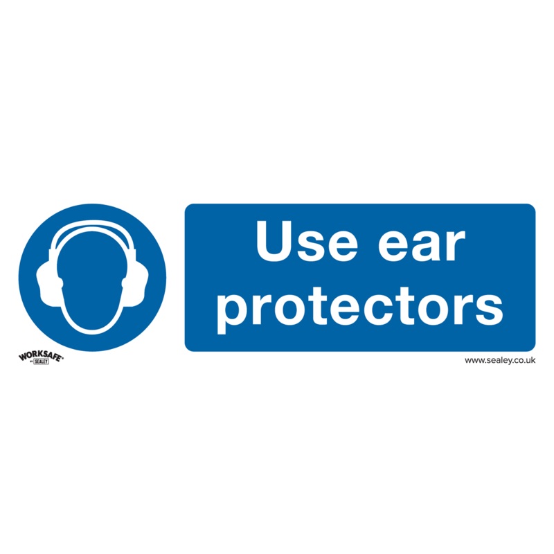 Mandatory Safety Sign - Use Ear Protectors - Rigid Plastic - Pack of 10 - SS10P10