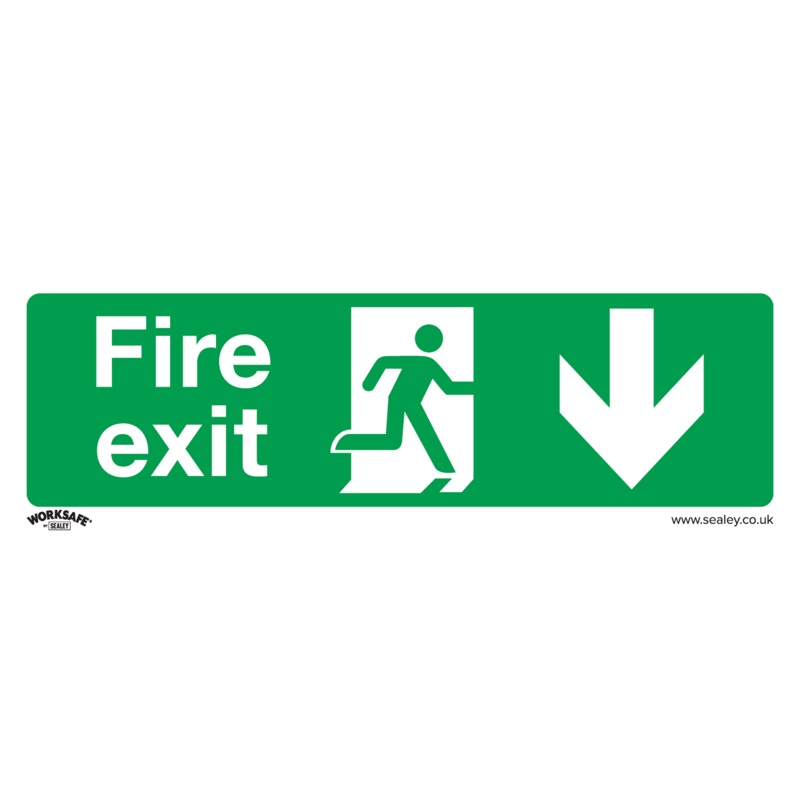 Safe Conditions Safety Sign - Fire Exit (Down) - Rigid Plastic - Pack of 10 - SS22P10