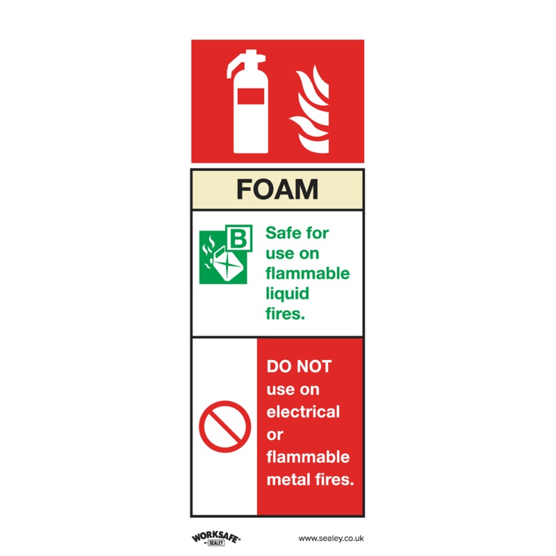 Safe Conditions Safety Sign - Foam Fire Extinguisher - Self-Adhesive Vinyl - Pack of 10 - SS30V10