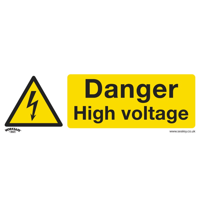 Warning Safety Sign - Danger High Voltage - Self-Adhesive Vinyl - SS48V1
